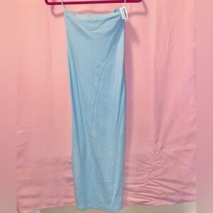 Sky Blue Strapless Body Hugging Rib Knit Midi Dress Old Navy Small